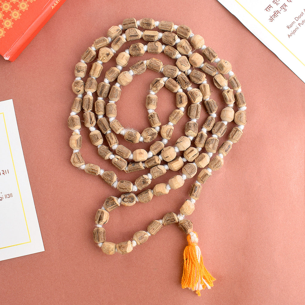 Authentic Tulsi Jaap Mala with 108+1 natural tulsi beads, ideal for mantra chanting, japa, and meditation. A sacred spiritual accessory promoting peace and devotion. India’s Largest Pooja Accessories Brand – www.satvikworld.com