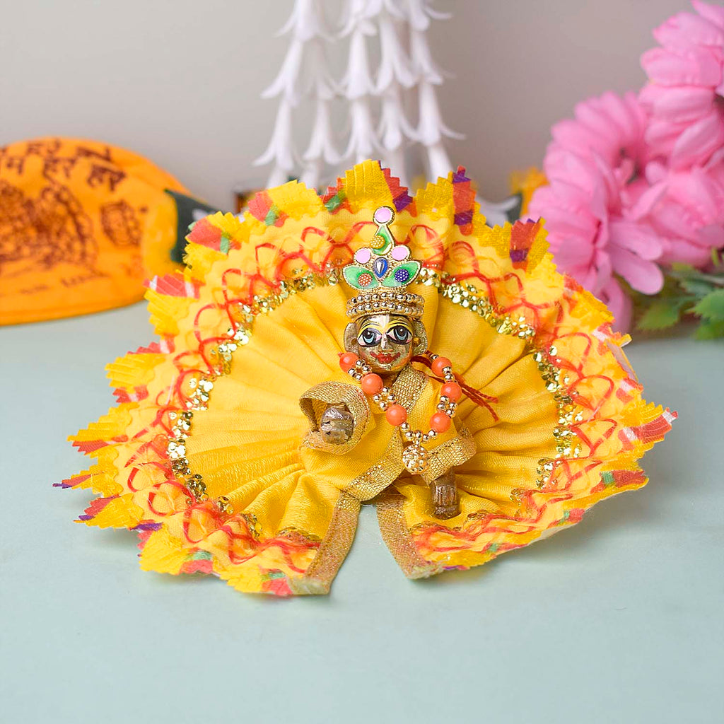  Radiant Yellow Laddu Gopal Dress with Golden Gota – India’s Largest Pooja Accessories Brand – www.satvikworld.com