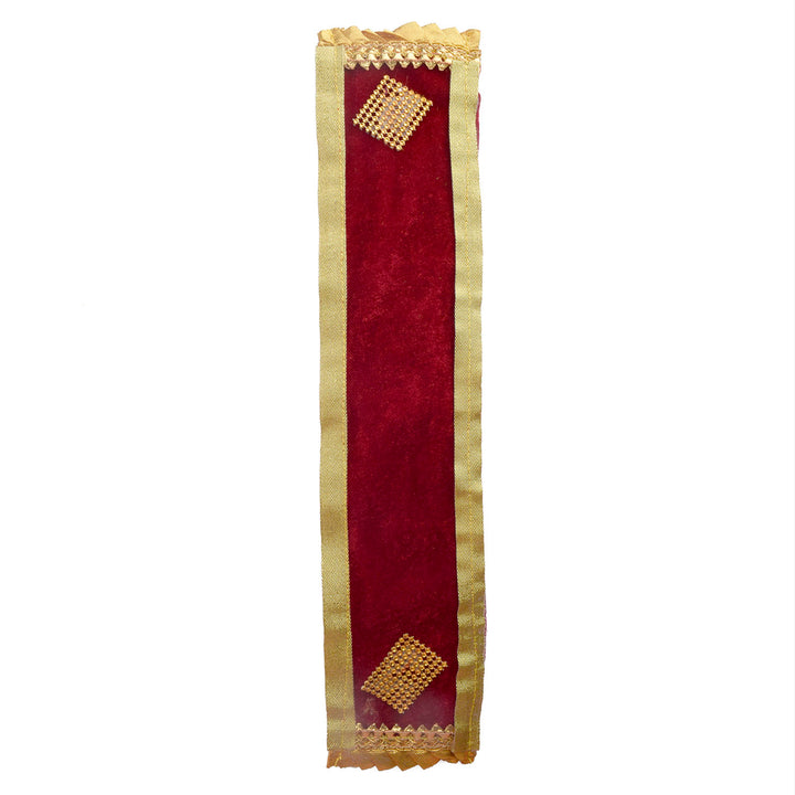 15/22 Inch maroon Patka or Angvastra with traditional design, ideal for Ganpati or deity decoration during festivals and rituals India’s Largest Pooja Accessories Brand – www.satvikworld.com