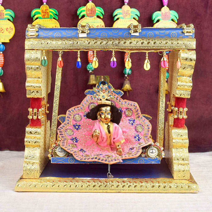 Royal Blue Metal Singhasan Jhula for Laddu Gopal – India’s Largest Pooja Accessories Brand – www.satvikworld.com