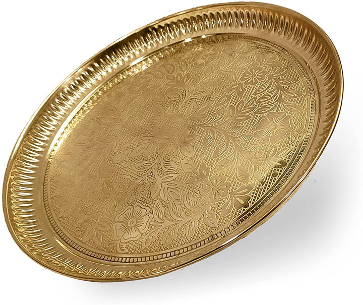 Traditional Vintage Brass Floral Thali Puja Store Online Pooja Items Online Puja Samagri Pooja Store near me www.satvikstore.in