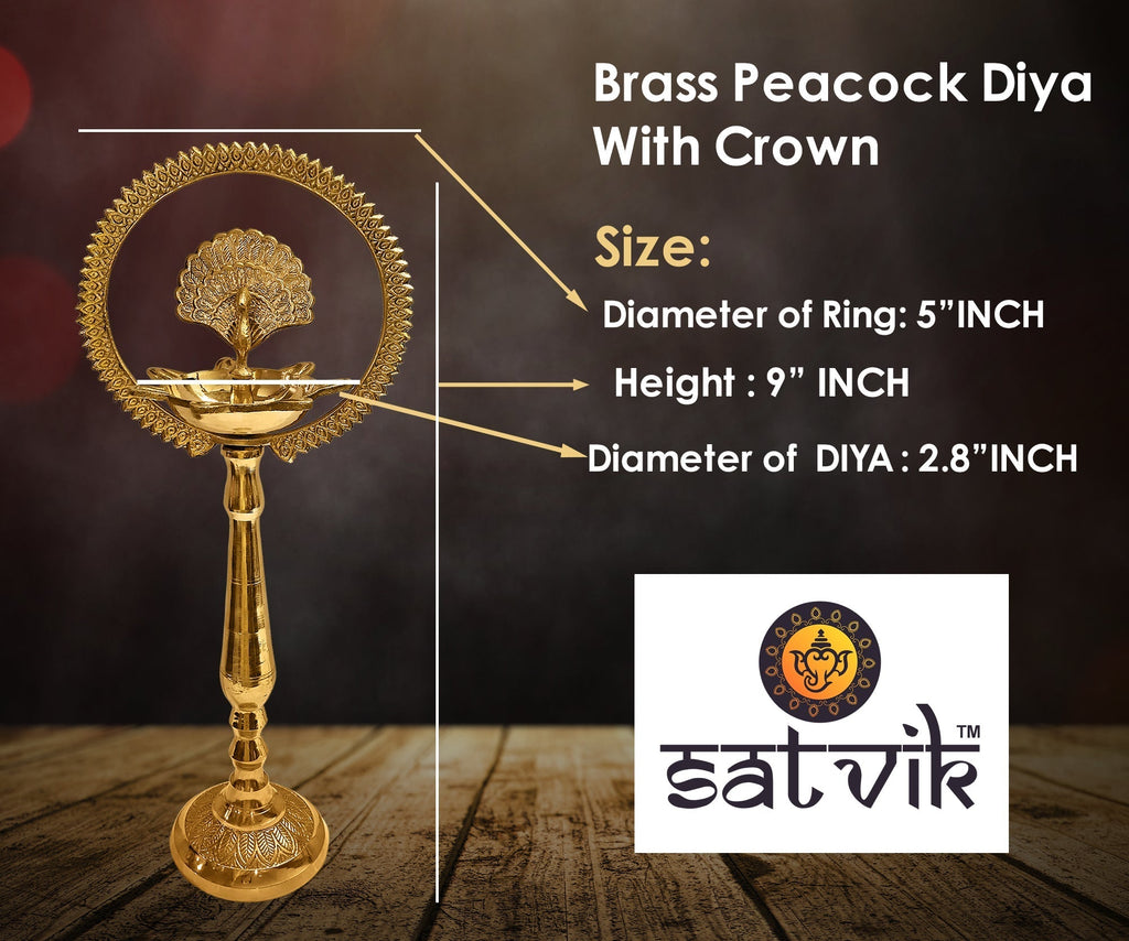 9 Inch Brass Mor Kiran Standing Diya Puja Store Online Pooja Items Online Puja Samagri Pooja Store near me www.satvikworld.com