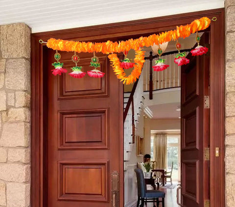 Artificial Flower Bandarwal Floral Toran Design-16 for Door Decoration with vibrant multicolor artificial flowers and traditional Indian style. India’s Largest Pooja Accessories Brand – www.satvikworld.com