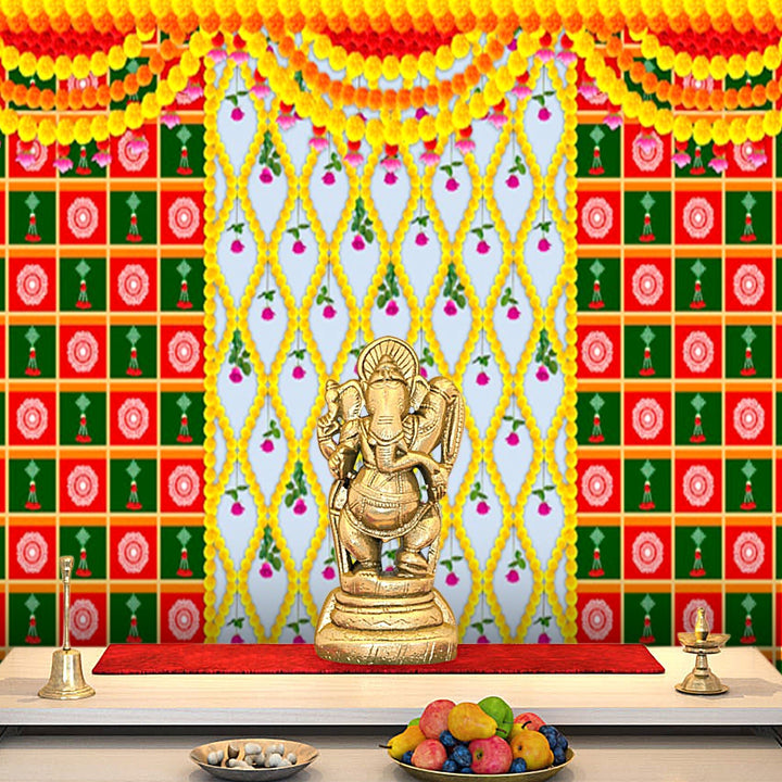 Beautiful Printed Flower Design Backdrop Cloth for Pooja Decoration – Vibrant and elegant floral printed fabric for festive and spiritual setups. India’s Largest Pooja Accessories Brand – www.satvikworld.com