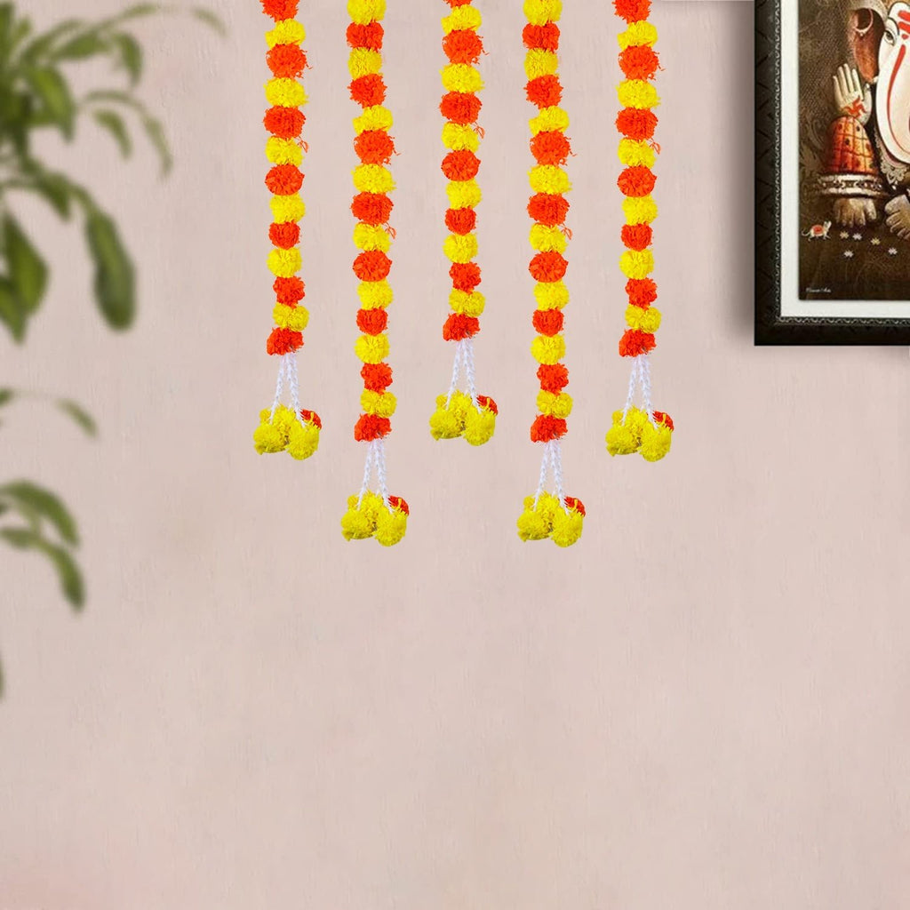 Beautiful Red and Yellow Backdrop Latkan with vibrant red and yellow fabric and decorative hanging elements for festive and wedding decoration. India’s Largest Pooja Accessories Brand – www.satvikworld.com

 