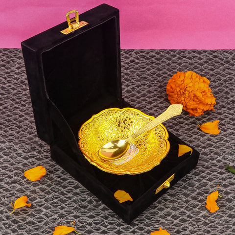 Decorative embossed silver bowl with four-face design and traditional detailing India’s Largest Pooja Accessories Brand – www.satvikworld.com