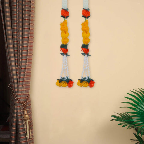 Eye Catching Multi Colored Backdrop Latkan with vibrant multi-color fabric and decorative hanging elements for festive and wedding decorations. India’s Largest Pooja Accessories Brand – www.satvikworld.com