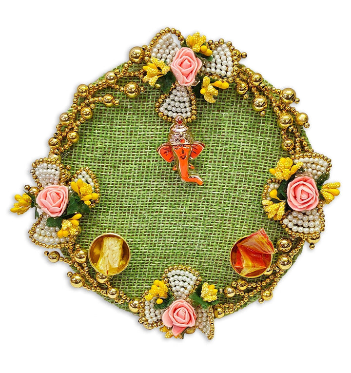 Fancy traditional aarti thali with intricate decorative design, ideal for festive pooja and rituals India’s Largest Pooja Accessories Brand – www.satvikworld.com