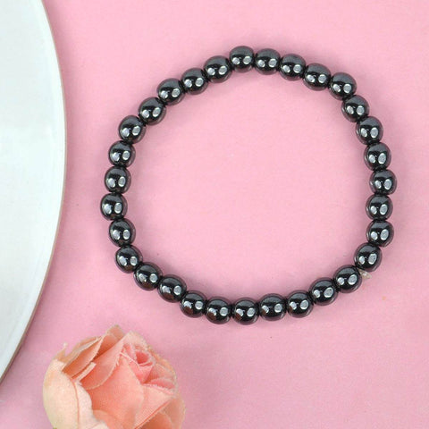 Authentic Hematite Crystal Bracelet for Reiki Healing with 6mm Beads for Grounding and Balance. India’s Largest Pooja Accessories Brand – www.satvikworld.com