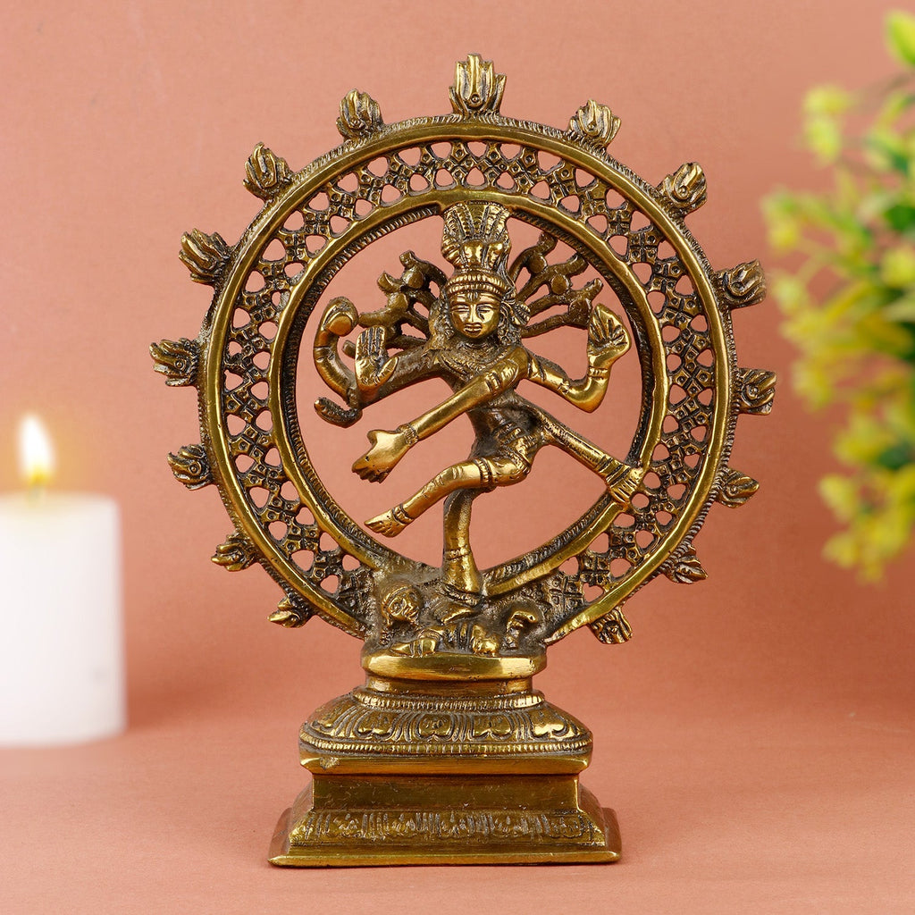 Brass Natraj Idol – Exquisite Lord Shiva Natraj Statue in Brass, Symbolizing Cosmic Dance and Divine Energy, Perfect for Temple, Home Decor, and Spiritual Worship, Handcrafted Natraj Idol for Puja and Mandir Decoration, Buy Brass Natraj Statue Online, Affordable God Statue Prices | India’s Largest Pooja Accessories Brand – www.satvikworld.com
