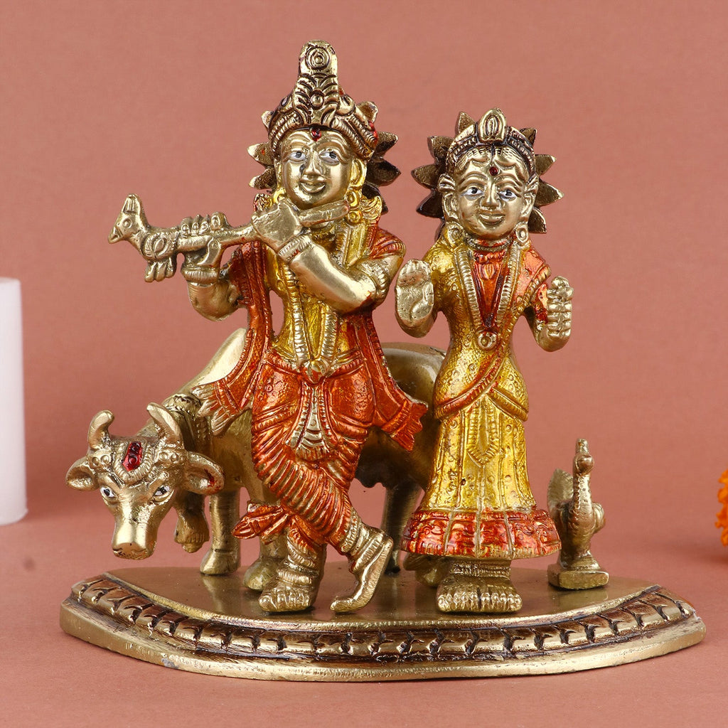 Charismatic Radha Krishna Colorful Brass Idol – Exquisite Brass Statue of Lord Radha and Krishna, Vibrantly Colored to Represent Divine Love, Harmony, and Spiritual Bliss, Perfect for Temple, Home Decor, and Spiritual Worship, Handcrafted with Intricate Detailing for a Sacred Touch, Ideal for Puja and Mandir Decoration, Buy Radha Krishna Colorful Brass Idol Online, Affordable God Statue Prices | India’s Largest Pooja Accessories Brand – www.satvikworld.com