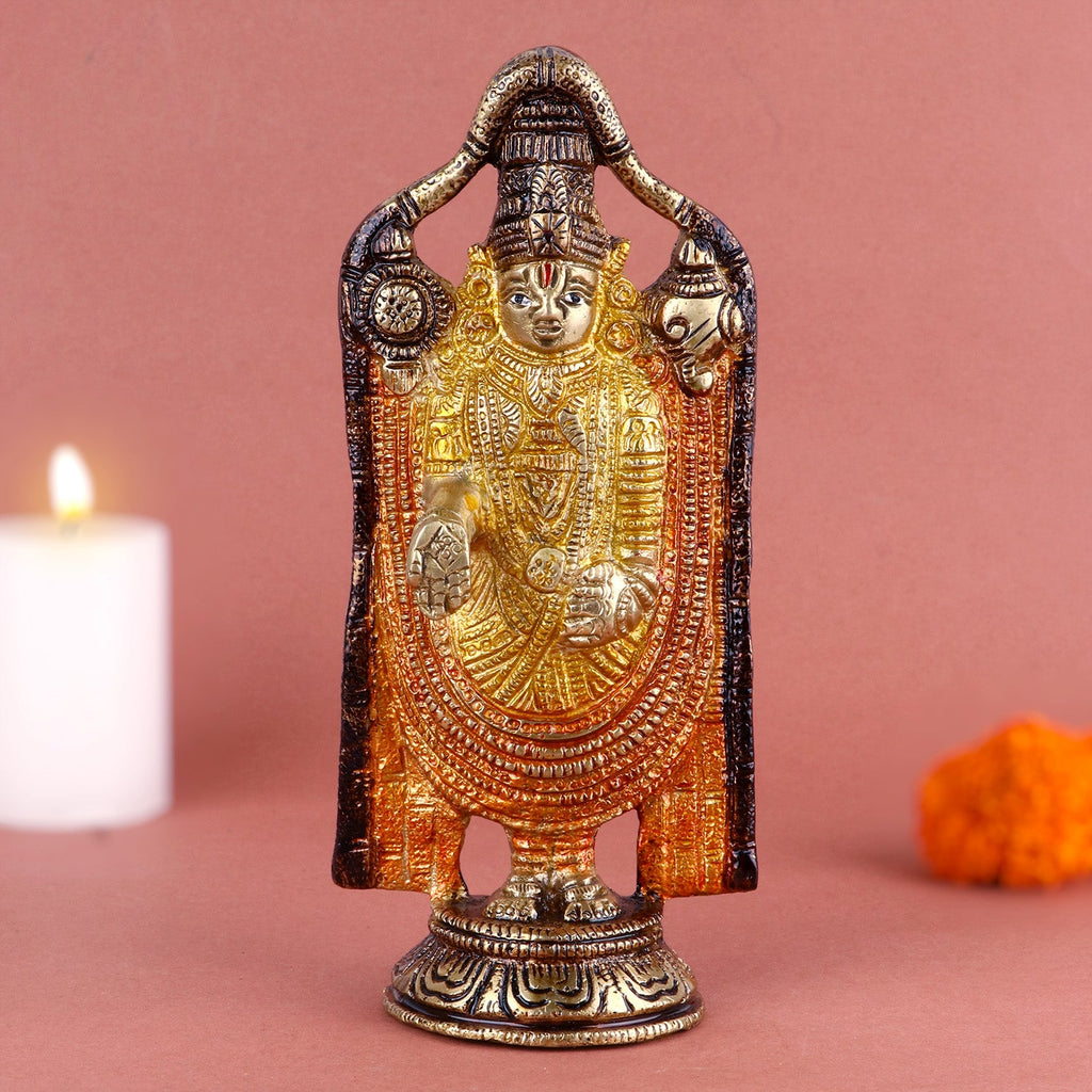 Lord Tirupati Balaji Brass Idol – Divine Brass Statue of Lord Tirupati Balaji, Symbolizing Blessings, Prosperity, and Protection, Perfect for Temple, Home Decor, and Spiritual Worship, Intricately Crafted Idol for Puja and Mandir Decoration, Buy Tirupati Balaji Brass Statue Online, Affordable God Statue Prices | India’s Largest Pooja Accessories Brand – www.satvikworld.com