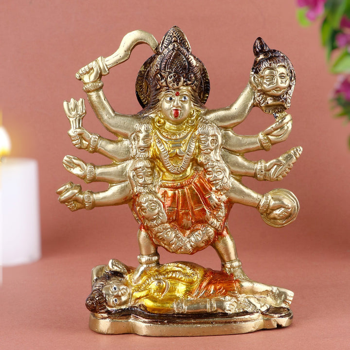 Brass Maa Kali Idol – Powerful Brass Statue of Goddess Kali, Symbolizing Strength, Protection, and the Destruction of Evil, Perfect for Temple, Home Decor, and Spiritual Worship, Handcrafted with Intricate Detailing for a Divine Presence, Ideal for Puja and Mandir Decoration, Buy Maa Kali Idol Online, Affordable God Statue Prices | India’s Largest Pooja Accessories Brand – www.satvikworld.com