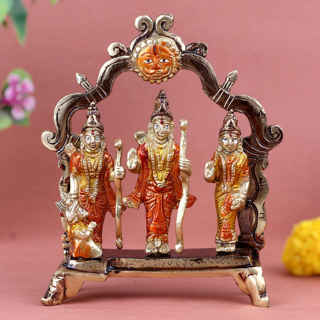 Beauteous Brass Ram Darbar Idol – Exquisite Brass Statue Depicting Lord Ram, Sita, Lakshman, and Hanuman in a Divine Gathering, Symbolizing Righteousness, Devotion, and Blessings, Perfect for Temple, Home Decor, and Spiritual Worship, Handcrafted with Intricate Detailing for a Sacred Touch, Ideal for Puja and Mandir Decoration, Buy Brass Ram Darbar Idol Online, Affordable God Statue Prices | India’s Largest Pooja Accessories Brand – www.satvikworld.com