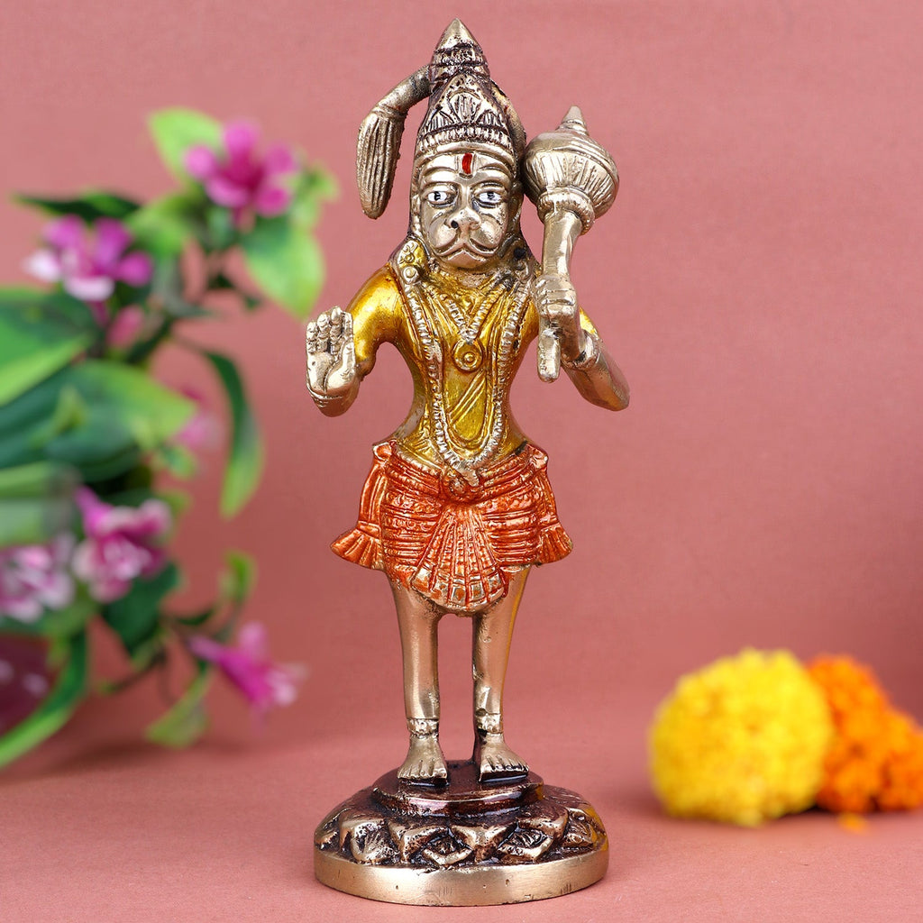 Brass Standing Hanuman Ji Idol – Divine Brass Statue of Lord Hanuman in a Powerful Standing Pose, Symbolizing Strength, Courage, and Devotion, Perfect for Temple, Home Decor, and Spiritual Worship, Handcrafted Hanuman Idol for Puja and Mandir Decoration, Buy Brass Hanuman Statue Online, Affordable God Statue Prices | India’s Largest Pooja Accessories Brand – www.satvikworld.com