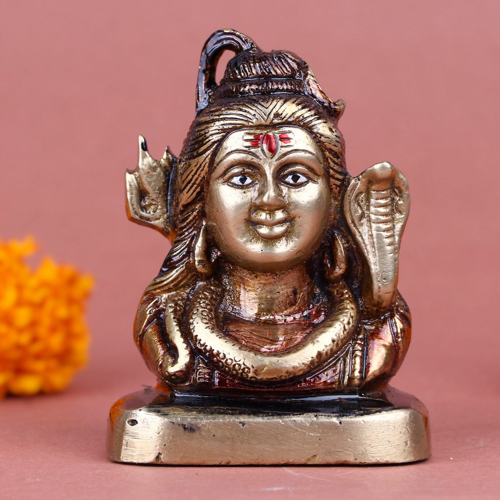 Mesmerizing brass Mahadev/Shivji idol, intricately crafted to depict Lord Shiva in a serene and powerful form, symbolizing divine energy, meditation, and destruction of evil. Ideal for puja or spiritual décor. India’s Largest Pooja Accessories Brand – www.satvikworld.com