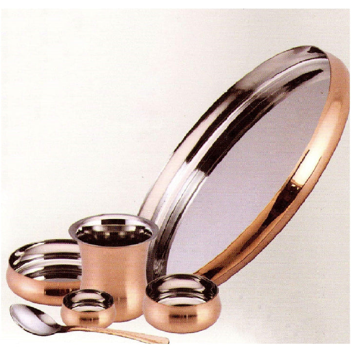 Pure Copper Round Corner Thali with smooth finish and traditional Indian design. India’s Largest Pooja Accessories Brand – www.satvikworld.com