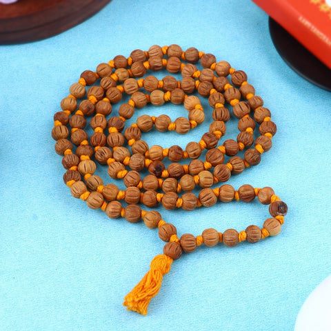 Regular wood Beads with Cut design Scented Chandan Jap Mala