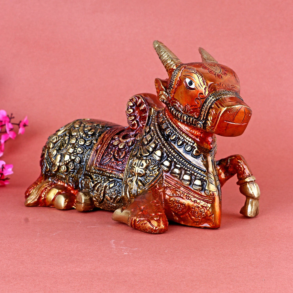 Antique Brass Nandi (Mehroon) – Exquisite Brass Statue of Nandi, Lord Shiva’s Sacred Bull, Handcrafted with Intricate Detailing and a Beautiful Mehroon Finish. Ideal for Home, Temple, and Spiritual Decor, Perfect for Puja, Mandir Decoration, and Bringing Blessings of Strength, Loyalty, and Divine Protection | India’s Largest Pooja Accessories Brand – www.satvikworld.com