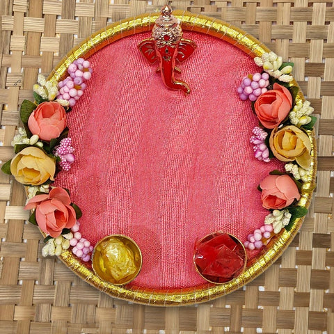 Traditional decorative pooja thali with ornate design, ideal for aarti and festive rituals India’s Largest Pooja Accessories Brand – www.satvikworld.com