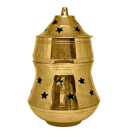 Antique-style brass essential oil burner with an intricate design, ideal for aromatherapy, meditation, and home fragrance rituals. India’s Largest Pooja Accessories Brand – www.satvikworld.com