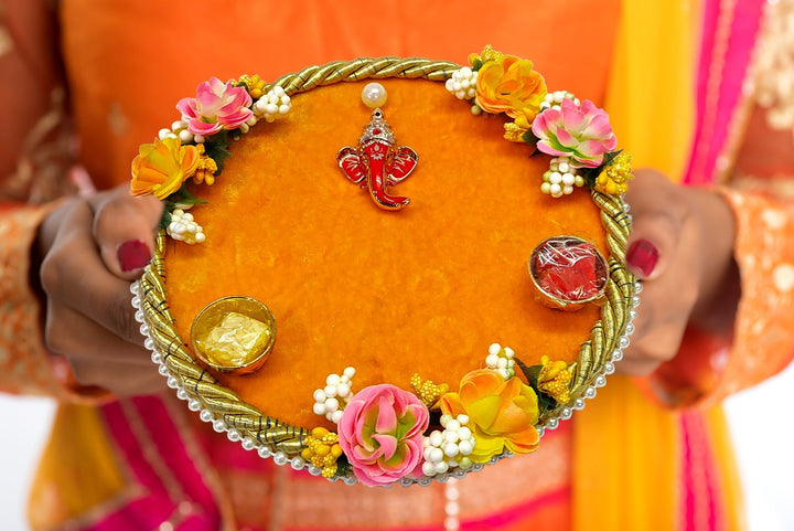 Handmade Floral Decorative Thali Puja Store Online Pooja Items Online Puja Samagri Pooja Store near me www.satvikstore.in