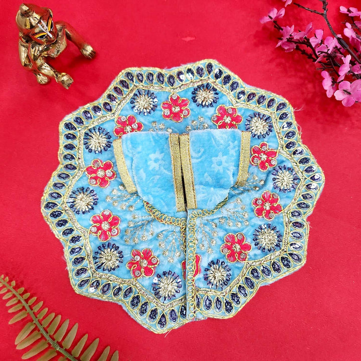 Radiant yellow Laddu Gopal dress no.4 with detailed embroidery for Janmashtami and pooja. India’s Largest Pooja Accessories Brand – www.satvikworld.com