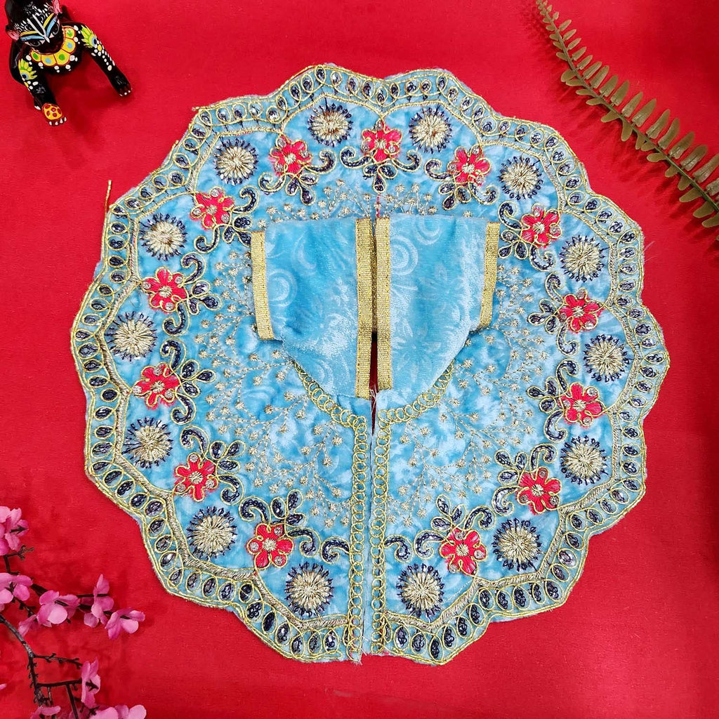 Elegant blue Laddu Gopal dress no.6 with embroidery for Janmashtami and pooja. India’s Largest Pooja Accessories Brand – www.satvikworld.com