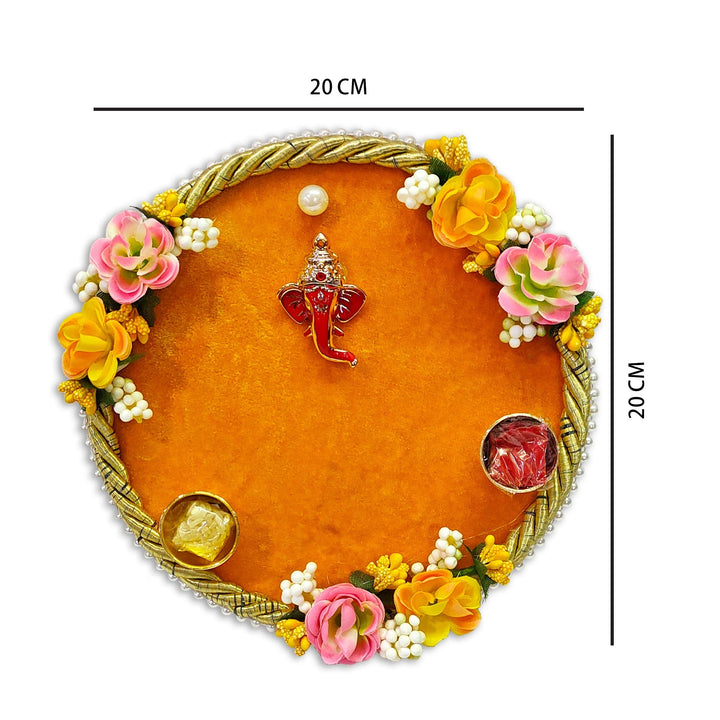 Handmade Floral Decorative Thali Puja Store Online Pooja Items Online Puja Samagri Pooja Store near me www.satvikstore.in